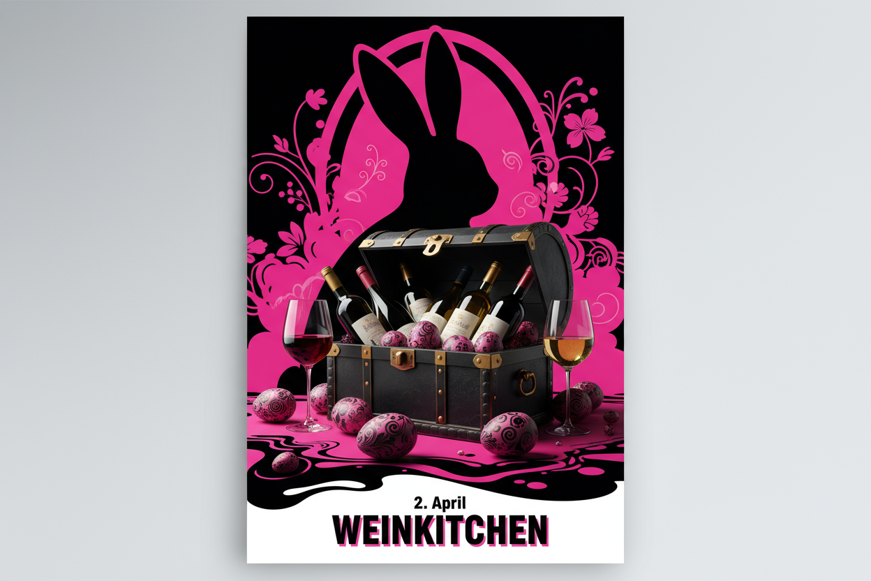 Neheme in die untere Zeile den Begriff "WEINKITCHEN" mit auf undändere das datum auf 2. April